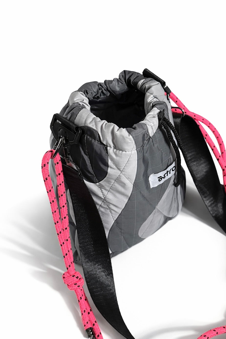 Quilted Utility Drawstring Bag - Grey Camo