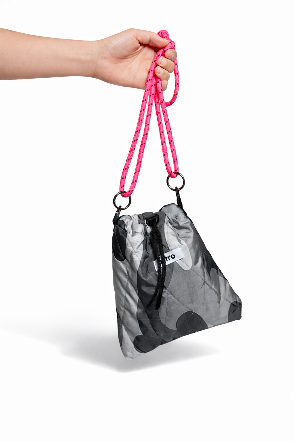 Quilted Utility Drawstring Bag - Grey Camo