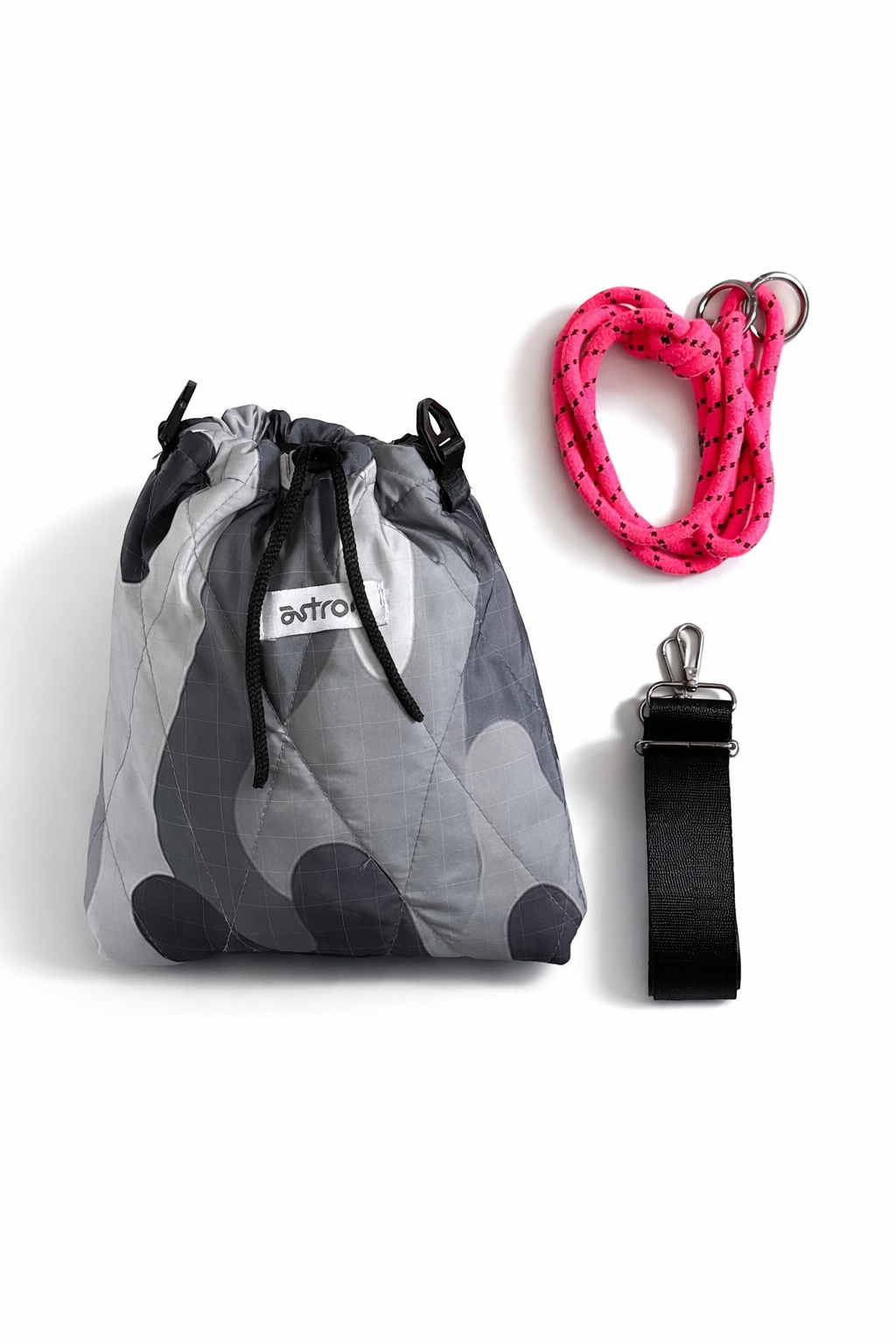 Quilted Utility Drawstring Bag - Grey Camo