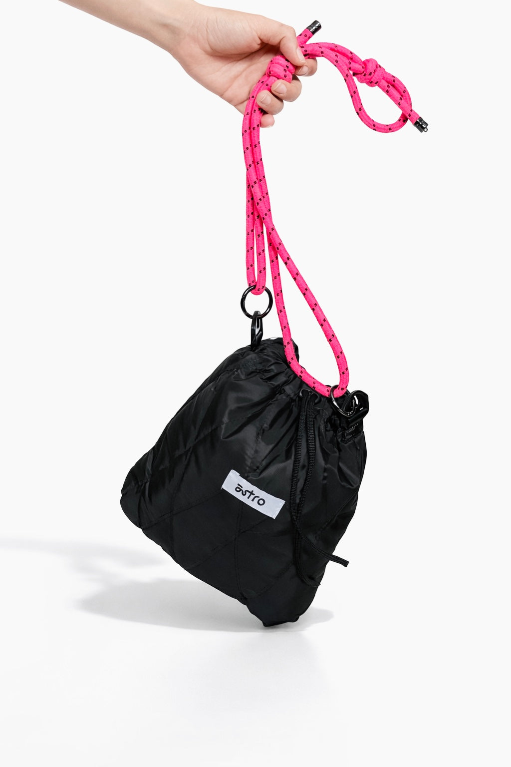 Quilted Utility Drawstring Bag - Black