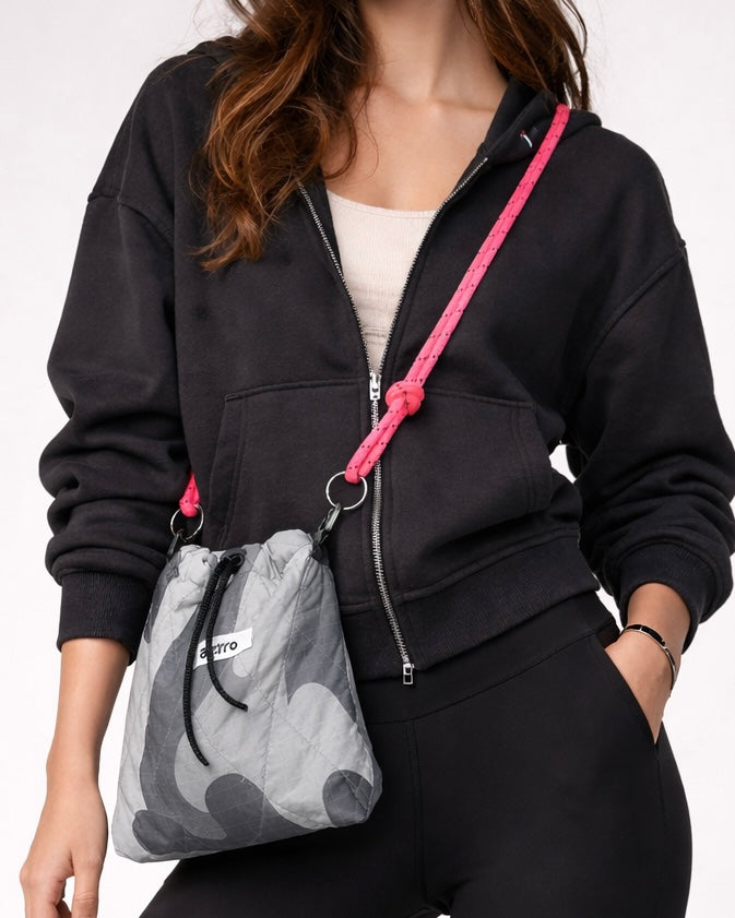 Quilted Utility Drawstring Bag - Grey Camo