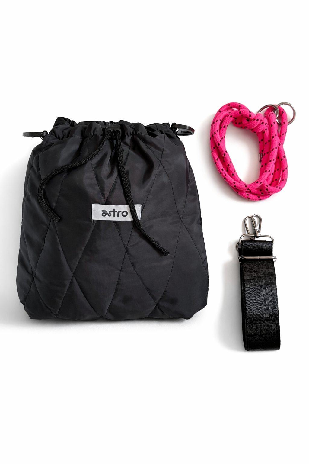 Quilted Utility Drawstring Bag - Black